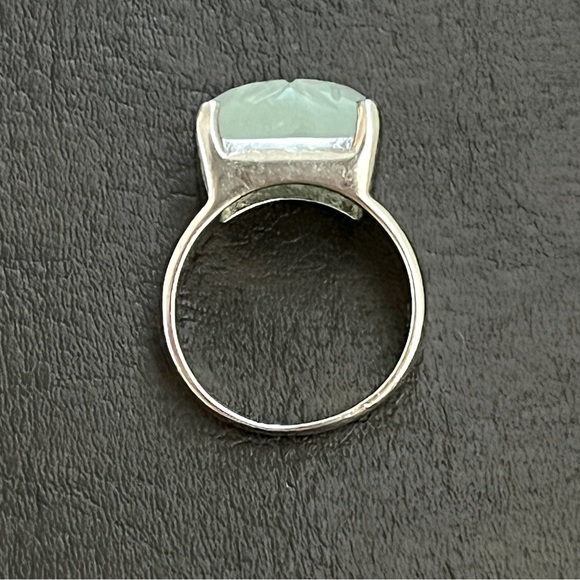 Vintage sterling silver carved jade ring Size 6 - Picture 3 of 11